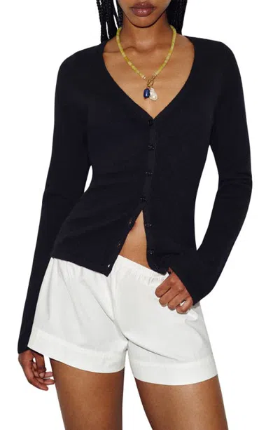 Reformation Bloom V-neck Cashmere Cardigan In Black