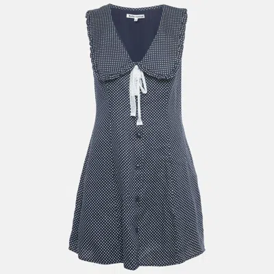 Reformation Blue Polka Dots Print Linen Sleeveless Mini Dress