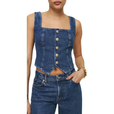 Reformation Bo Crop Denim Tank In Keila