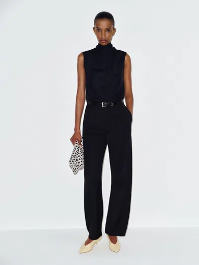 Reformation Bobbi Silk Top Black 0