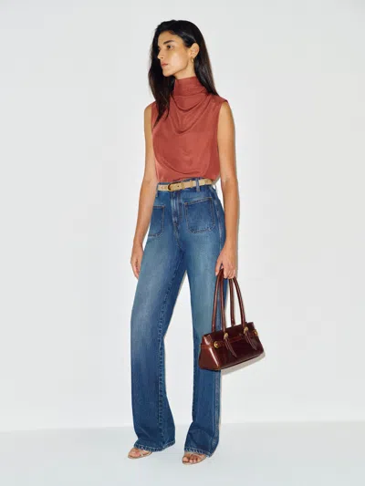 Reformation Bobbi Silk Top Pink 0 In Red
