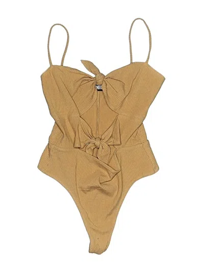 Pre-owned Reformation Bodysuit In Tan