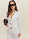 Reformation Bondi Linen Blazer In Ivoire