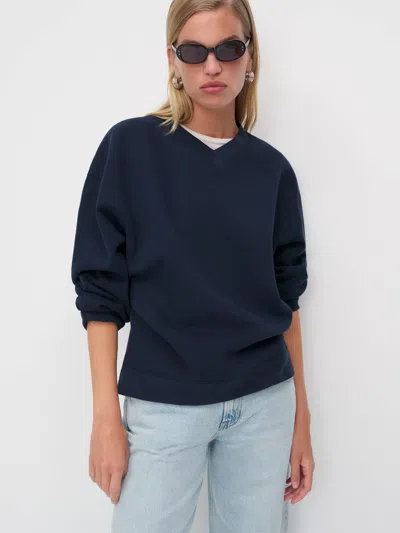 Reformation Bowie V Neck Sweatshirt Blue Xs