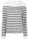 Reformation Boyfriend Striped Cashmere Jumper In White