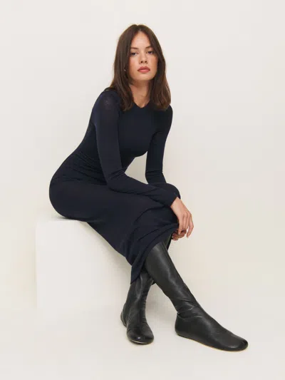 Reformation Bradshaw Knee High Boot In Black Stretch Leather