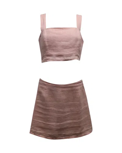 Reformation Braelynn Two Piece Set In Pastel Pink Linen