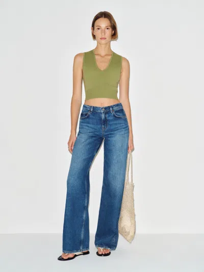 Reformation Bramble Cotton Sweater Tank Top Green Bean Large