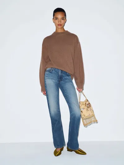 Reformation Brandon Low Rise Slouchy Straight Jeans Blue Denim 23 In Brown