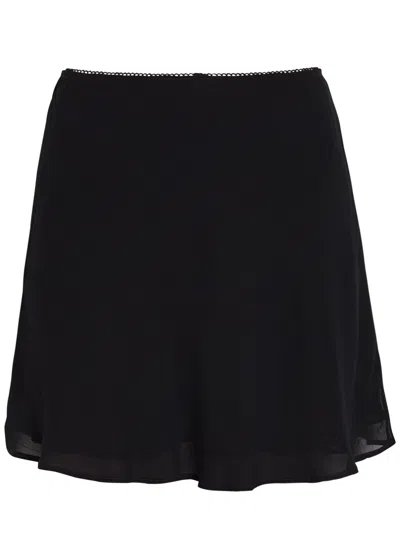 Reformation Brandy Georgette Mini Skirt In Black