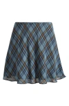 Reformation Womens Slate Plaid Brandy Plaid-check Woven Mini Skirt In Blue