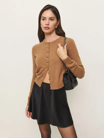 Reformation Brandy Satin Skirt In Black
