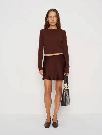 Reformation Brandy Silk Skirt In Brown