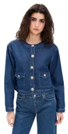 Reformation Braxton Crop Denim Jacket In Cleary