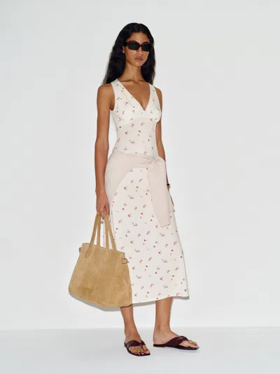 Reformation Brayden Knit Dress Ivory Xl In White