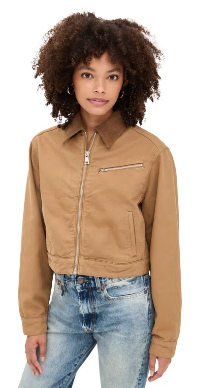 Reformation Briar Cropped Utility Jacket Tawny In Brown