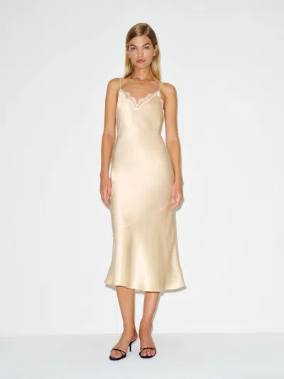 Reformation Briar Sleep Dress Ivory Lace Xs In Gold