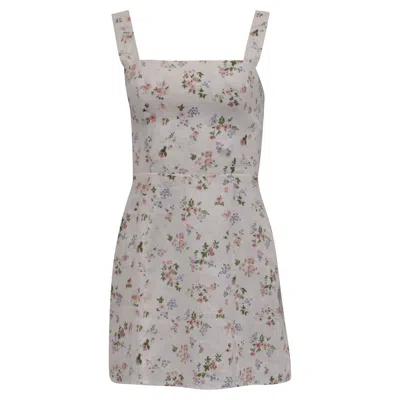 Reformation Brigitte Floral-print Mini Dress In Multicolor Linen In Gray