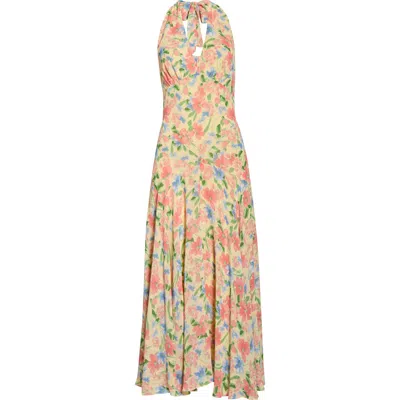 Reformation Briony Floral Halter Neck Maxi Dress In Multi