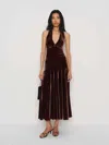 Reformation Briony Velvet Dress In Brown