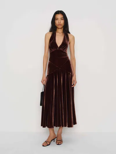 Reformation Briony Velvet Dress In Brown