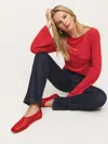 Reformation Britt Ballet Flat In Lipstick Mesh