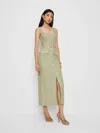 Reformation Britt Linen Skirt In Green