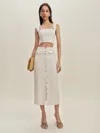 Reformation Britt Linen Skirt In Oatmeal