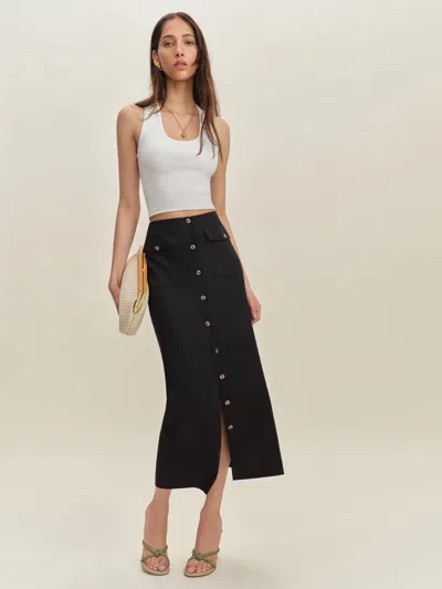 Reformation Britt Linen Skirt In Rouge