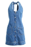 Reformation Brittany Halter Denim Minidress