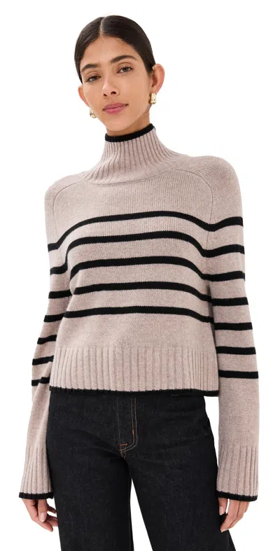 Reformation Brooke Cashmere Cropped Turtleneck In Toast Black