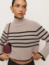 Reformation Brooke Cashmere Cropped Turtleneck In Toast Black