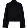 Reformation Brooke Crop Cashmere Turtleneck Sweater In Black