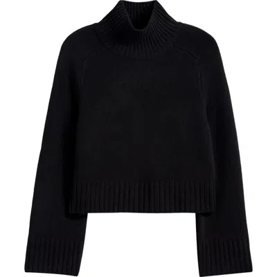 Reformation Brooke Crop Cashmere Turtleneck Sweater In Black