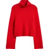 Reformation Brooke Crop Cashmere Turtleneck Sweater In Cherry