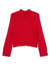 Reformation Brooke Crop Cashmere Turtleneck Sweater In Cherry