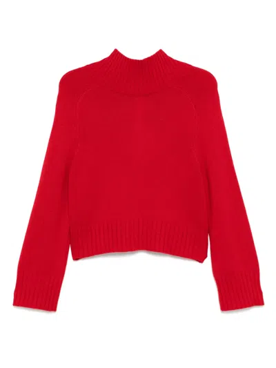 Reformation Brooke Crop Cashmere Turtleneck Sweater In Cherry