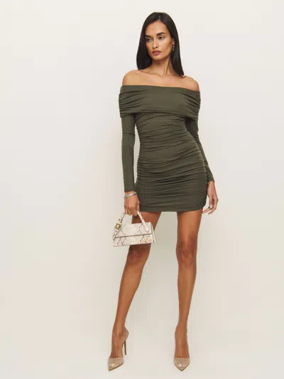 Reformation Brooks Knit Dress In Pine Tree