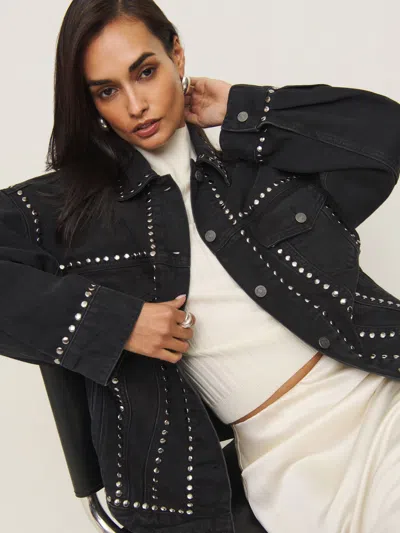 Reformation Brooks Oversized Denim Jacket In Black