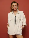 Shop Reformation Brooks Oversized Denim Jacket In Fior Di Latte