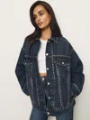 Reformation Brooks Oversized Denim Jacket In Mille Studded