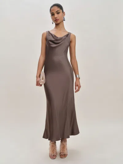 Reformation Bryn Silk Dress In Marron