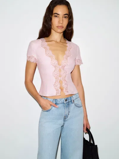 Reformation Brynn Linen Top Pink 12 In Blue