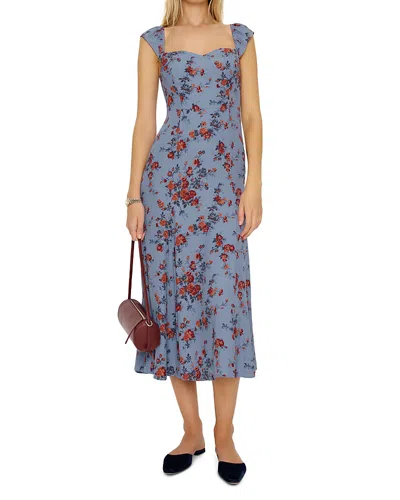 Reformation Womens Afton Floral-print Woven Midi Dress Martine In Blue