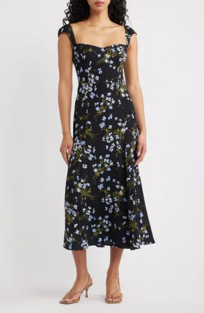 Reformation Bryson Floral Midi Dress In Black