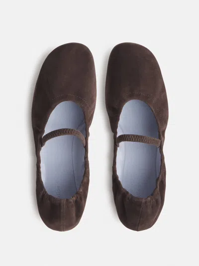 Reformation Buffy Ruched Ballet Flat Brown 7.5