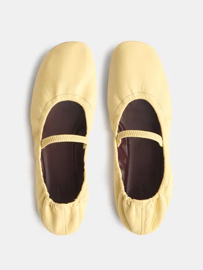 Reformation Buffy Ruched Ballet Flat Yellow 10.5