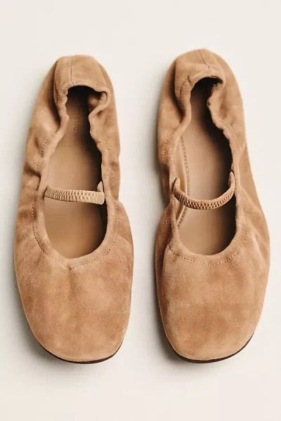 Reformation Buffy Ruched Ballet Flats In Brown