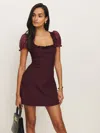 Reformation X Kacey Musgraves Bunny Mixed Media Minidress In Chianti