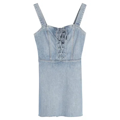 Reformation Bustier Mini Dress In Blue Cotton Denim